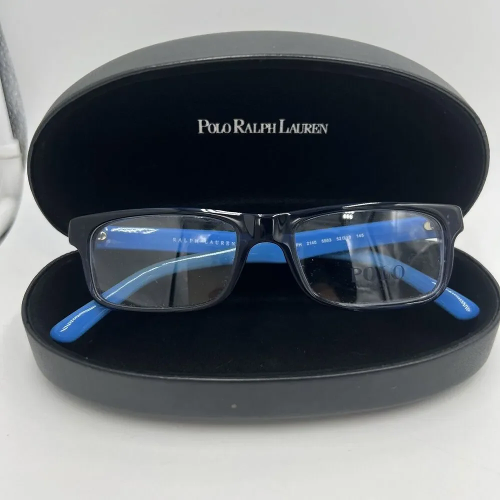 NEW POLO RALPH LAUREN Frames PH 2140 5563 BLUE BLACK EYEGLASSES & CASE 52 18 145